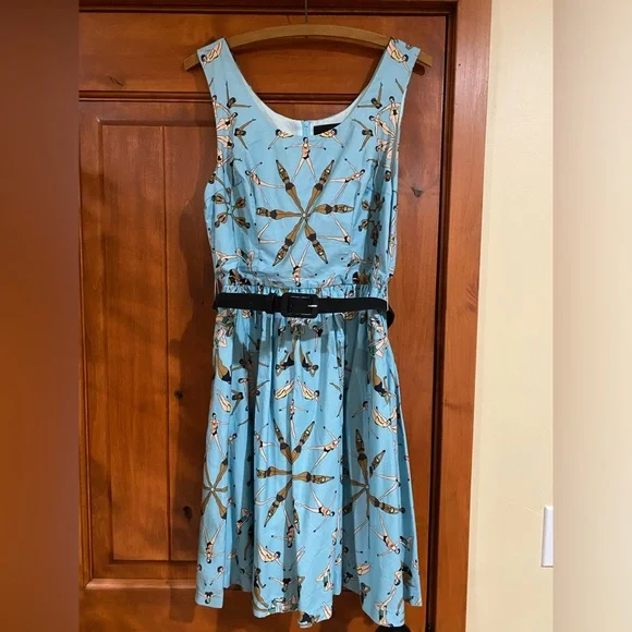 modcloth x dupenny | Dresses | Modcloth X Dupenny Brand Size Large Belted  Fit And Flare Dress With Pockets | Poshmark